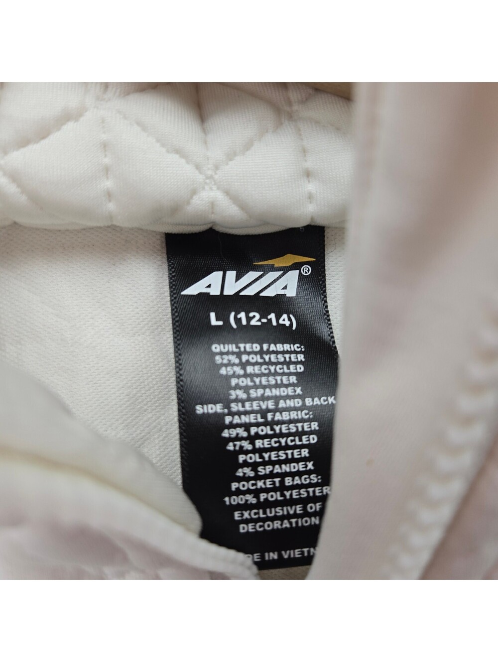 Avia White Quilted Fabric Zip Jacket Women Large L(12-14) - Picture 4 of 7